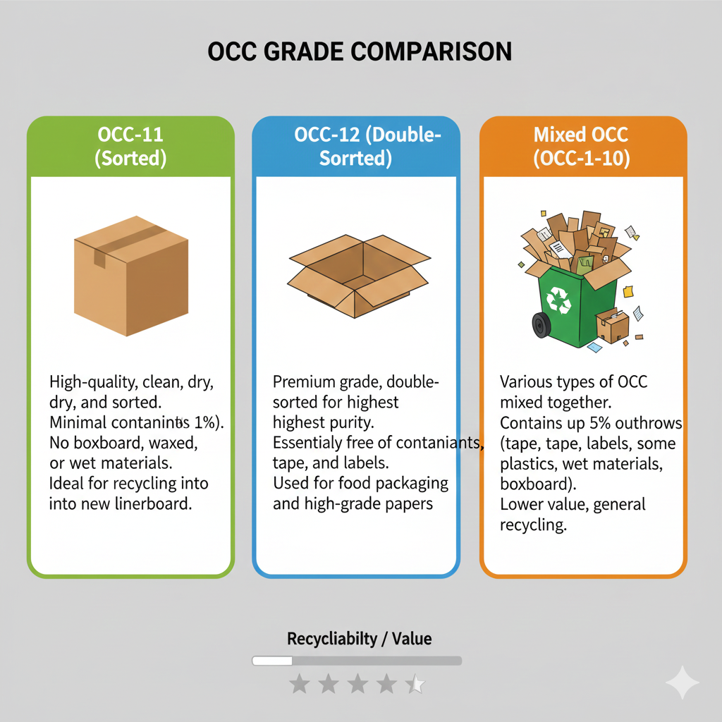 Comparison of OCC scrap paper grades OCC 11 OCC 12 and Mixed OCC