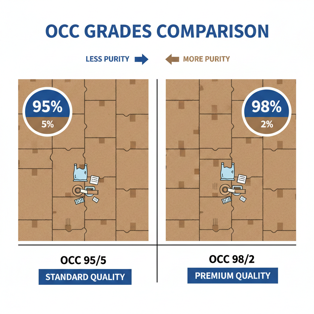Visual comparison of OCC Grade 11 95/5 vs 98/2 quality standards